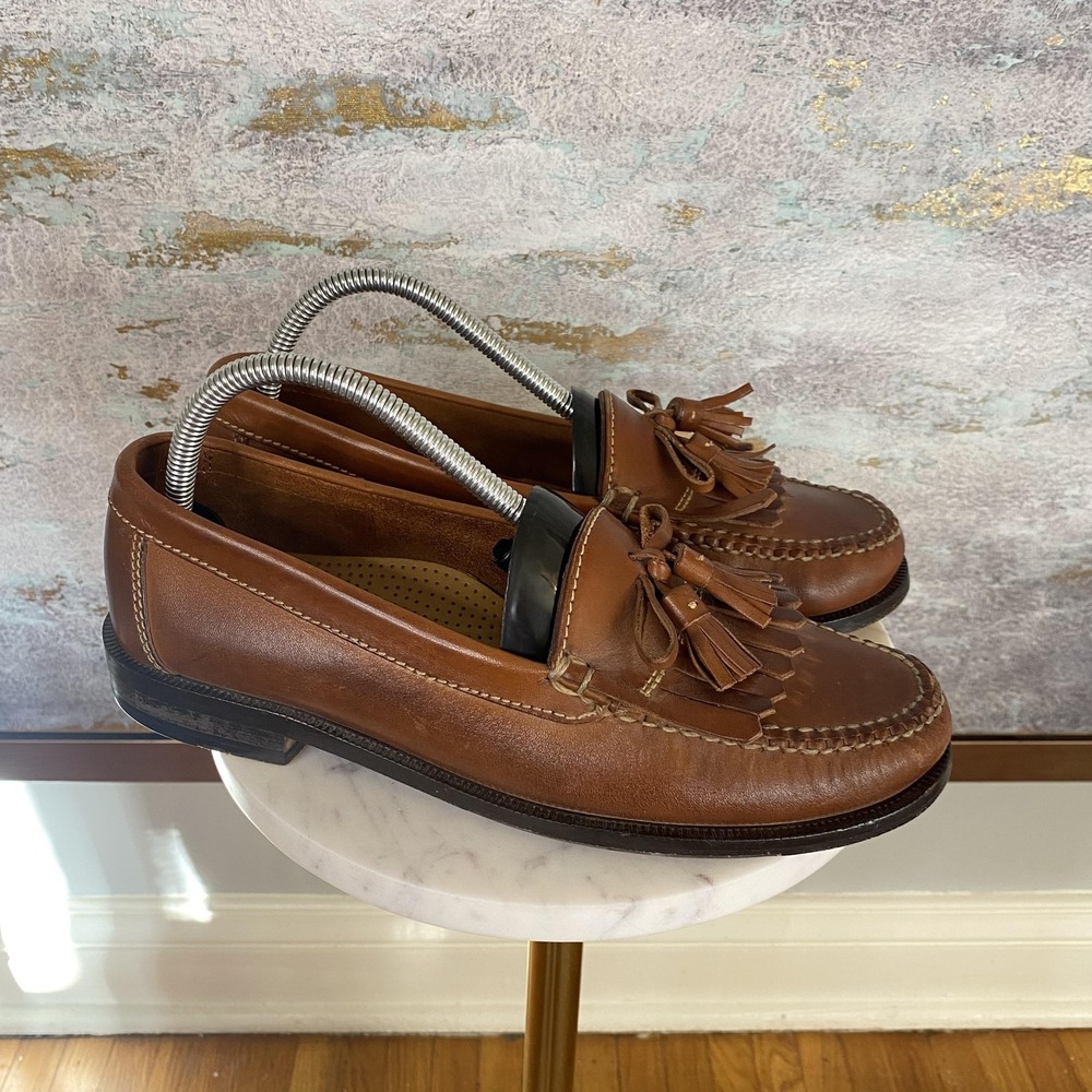Cole Haan Shoes Mens Size 8.5 M Brown Leather Tassel Loafers Slip On CC01083 - Picture 2 of 11